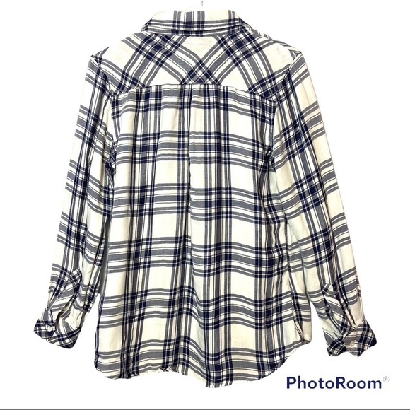 RAILS Plaid Shirt Super Soft Button Front Long Sleeve Navy White - Picture 5 of 8